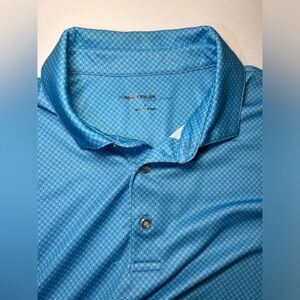 Pebble Beach Tour Collection Men L Short Sleeve Blue Performance Golf Polo